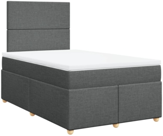 vidaXL Boxspringbett mit Matratze Dunkelgrau 120x200 cm Stoff 3291241