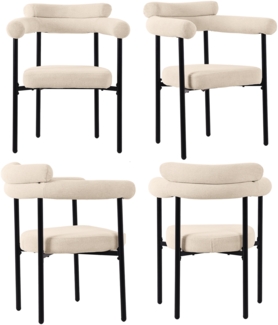 Merax Esszimmerstuhl (Set, 4 St), 4er Set Polsterstühle Wohnzimmer Samt Küchenstühle Eisengestell, Beige | schwarz
