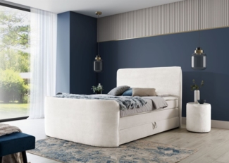 Boxspringbett Schlafzimmerbett BODY 120x200cm in Stoff Creme inkl. Bettkasten