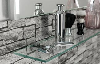 Fackelmann Glasablage 80 cm, 2 Halter für Wandmontage