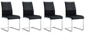 IDEASY Freischwinger 2/4/6St, Schwingstühle Tragfähigkeit 150kg, Küchenstuhl, Hohe Rückenlehne, Polsterstuhl mit PU-Kunstleder/Leinen, Metallbein