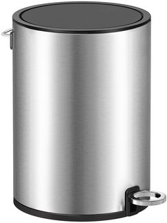 SONGMCIS Kosmetikeimer, 3 l, Mülleimer für Badezimmer, mit Deckel, Softclose, mit Pedal, herausnehmbarer Inneneimer aus Kunststoff, für Badezimmer, Büro, Stahl, Silbermetallic LTB011E01