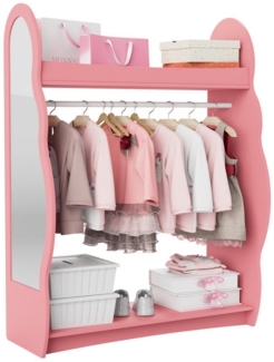 radelldar Kinderkleiderschrank Kleiderständer mit Kleiderstange (1-St) mit Spiegel & 2 Haken, Holz