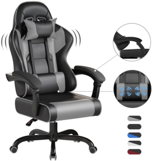 HOMALL Gaming-Stuhl Massage Bürostuhl mit Fußstütze,Kopfstütze Gaming Chair (Gaming Sessel,Federsitzkissen mit Fußstütze,360° drehbar)