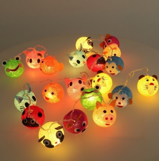 Guru-Shop LED-Lichterkette LED Lichterkette für Kids, 20 Stoffbällen mit..