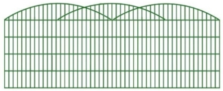 Schmuckzaun / Doppelstabmattenzaun 3-er Bogen Komplett-Set mit Abdeckleisten / Grün / 181cm hoch / 12,5m lang