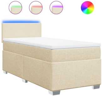 vidaXL Boxspringbett mit Matratze Creme 100x200 cm Stoff 3288097