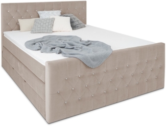 wonello Boxspringbett Sira, mit Bettkasten, Matratzen und wonello premium Topper, Samt + Kristalle