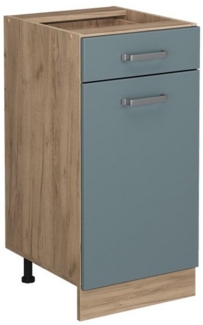 Vicco Unterschrank R-Line, Blau-Grau/Goldkraft Eiche, 40 cm ohne Arbeitsplatte