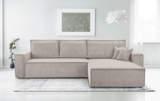 AX LIVING Cord Couch L Form – Cedria Wohnlandschaft 287 cm Zartweiß