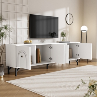 STILVORA Lowboard 160cm TV-Schrank in wohnzimmer,TV-Möbel weiß mit Soft-Close-Scharniere (Fernsehtisch,TV-Ständer, Wohnzimmermöbel, 1 St, 4 Türen), 4-türiges TV-Board mit Soft-Close-Scharniere