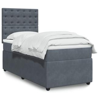 vidaXL Boxspringbett mit Matratze Dunkelgrau 80x200 cm Samt 3292203