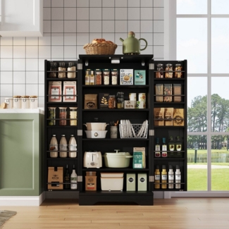 Ulife Stauraumschrank mit LED-Sensorlicht, großer 2-türiger Aufbewahrungsschrank (1-St) mit verstellbaren Regalböden & Türablagen,120 x 60 x 40 cm