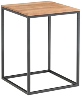 Gradel Beistelltisch PINO, B 40 cm x T 40 cm, Schwarz matt, Wildeiche massiv, Metallgestell