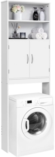 Yaheetech Badkommode Waschmaschienenumbauschrank 195 cm H, Aufbewahrungsschrank über Toilette, mit Verstellbarem Einlegeboden