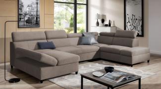 Wohnlandschaft Schlafsofa Sofa ANTON in Stoff Esito Sand Ottomane Links