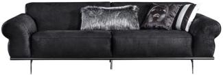 Casa Padrino Luxus Art Deco Wohnzimmer Sofa Schwarz / Silber 240 x 95 x H. 63 cm - Luxus Wohnzimmer Möbel