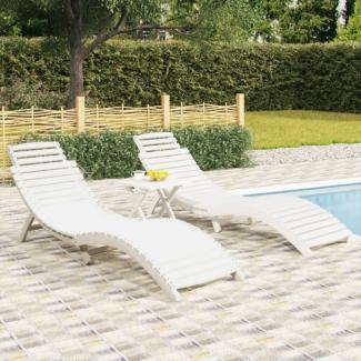 vidaXL Sonnenliegen 2 Stk. Weiß 184x55x64 cm Massivholz Akazie 3155470
