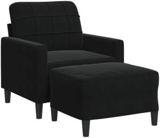 vidaXL Sessel mit Hocker Schwarz 60 cm Samt 3278262