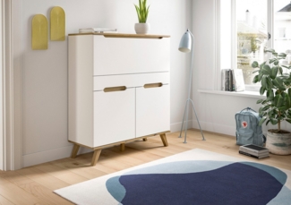 Home affaire Sekretär Alesund, Höhe 118cm, 2 Türen, 1 Schubkasten,konischer Fuß, Scandi-Look, Anrichte, Schrank, Kommode, Midischrank, Wohnmöbel, Wohnzimmer