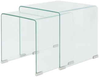 vidaXL Zweiteiliges Satztisch-Set aus gehärtetem Glas Transparent 244191