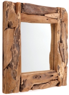 DESIGN DELIGHTS Wandspiegel WURZELHOLZ SPIEGEL "BEACHSIDE", 50x50 cm, Holzrahmen, Wandspiegel