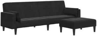 vidaXL Schlafsofa 2-Sitzer mit Fußhocker Schwarz Samt 3258136