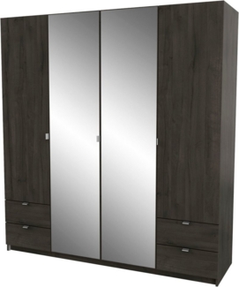 Demeyere GROUP Kleiderschrank Mellie, 2 Spiegel, 4 Schubladen, 36 Regale, 2 Kleiderstangen (H/B/ T ca. 191/180/52cm) maximaler Stauraum, Made in France