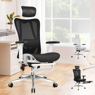 ALFORDSON Bürostuhl Ergonomisch Netzstuhl 3D Armlehne Kopfstütze 180 kg Schwarz