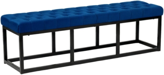 CLP Sitzbank Polson, Modern, Gestell schwarz, Samt, Gesteppt, Bodenschoner, Design,blau 150 cm