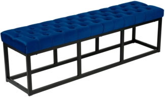 CLP Sitzbank Polson Samt mit schwarzem Metallgestell,blau 150 cm