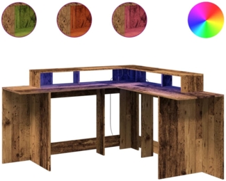 vidaXL LED-Schreibtisch Altholz-Optik 152x152x91 cm Holzwerkstoff 3309463