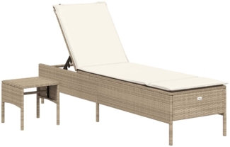 vidaXL Sonnenliege mit Tisch und Auflage Beige Poly Rattan 4002732