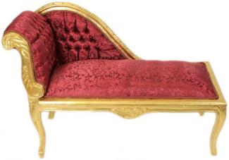 Casa Padrino Barock Kinder Chaiselongue Bordeaux Rot Muster / Gold Mod2 - Tron Barock Möbel