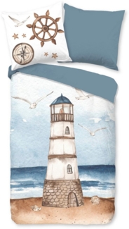 good morning Wendebettwäsche Berlin, Renforcé, 2 teilig, 100% Baumwolle, Renforcé, Reißverschluss, Wendeoptik, Maritim, Blau