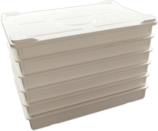 6 Teig- und Pizzaballenbehälter 60x40 x7,5 cm in Weiß Inkl. 1 Deckel