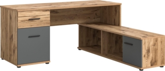 INOSIGN Eckschreibtisch Riga, Breite 170cm, in Nox Oak Nachbildung und Basalt grau, Bürotisch, Schreibtisch, Ecktisch, Arbeitszimmer, Computertisch