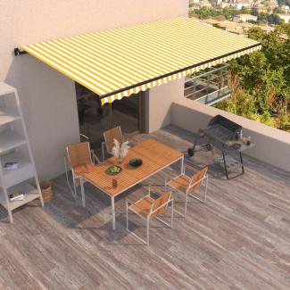 vidaXL Markise Manuell Einziehbar 600x350 cm Gelb und Weiß 3069238