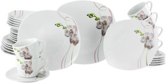 CreaTable Kombiservice Square Orchidee Kombiservice 30-tlg (30-tlg), 6 Personen, Porzellan