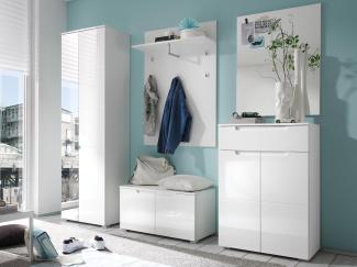 Garderoben-Set >Suzette< in Weiß aus MDF - 230x198x40cm (BxHxT)