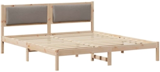 vidaXL Bettrahmen mit Kopfteil Taupe 200 x 200 cm Massives Kiefernholz 3394231