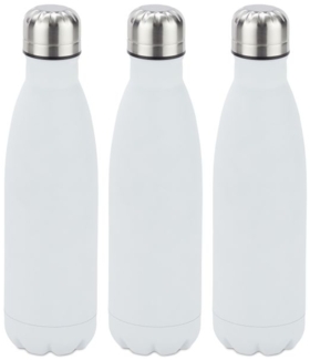 3 x Trinkflasche Edelstahl weiß