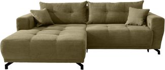 Polsterecke >Renard< elektrische Sitztiefenverstellung, Cord gold - 177x80x246cm (BxHxT)