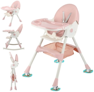 oyajia Kinderstuhl 3-in-1 Kinderstuhl, Kombistuhl, Babystuhl, höhenverstellbar klappbar (Babystuhl mit Tablett und 5-Punkt-Gurt, Fußstütze, Einfach zu Reinigen), Baby Wippe, ab 6 Monaten bis 3 Jahren