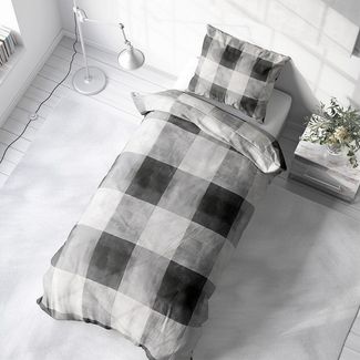 Visaggio Bettwäsche Feinbiber weich und kuschelig Winter Bettbezug, Feinbiber, 2 teilig, Winterbettwäsche, Kariert Anthrazit Grau