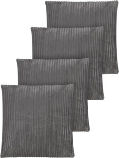 Aspero Kissenbezüge 4er Set Kissenbezüge aus Streifen-Flanell 45x45 cm, Weiche Sofakissen aus hautsympathischem Material