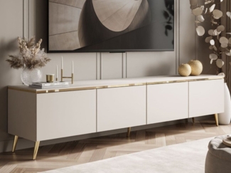 ALLHOUSE24 TV-Schrank NELLY Metallbeine LED Beleuchtung Sideboard mit verschiedene Farben Breite 200 cm