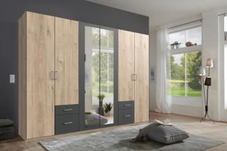 Drehtürenschrank >Freiburg< in HICKORY OAK + GRAPHIT - 270x208x58cm (BxHxT)