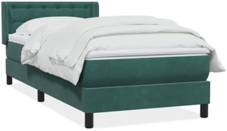 vidaXL Boxspringbett mit Matratze Dunkelgrün 80x210 cm Samt 3318432