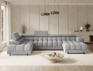 MOEBLO Ecksofa Vinca, Modernes U-Form Sofa mit Schlaffunktion, großem Stauraum und verstellbaren Kopfstützen für flexible Wohnraumgestaltung, Eckcouch Wohnlandschaft Sofa mit Ottomane Eckgarnitur Polsterecke, Links- oder rechtsseitig montierbar (BxHxT)...